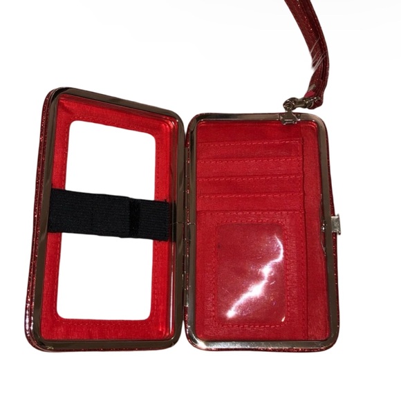 “NAUGHTY IS NEW NICE” RED GLITTER CELL PHONE WALLET CASE WRISTLET NEW - Picture 7 of 7